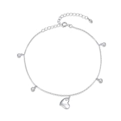 S925 Sterling Silver Heart Zircon Women Anklet Jewelry
