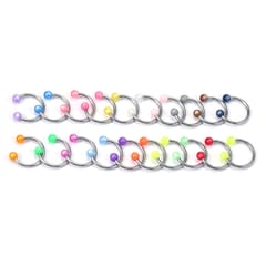 20Pcs Colorful Nose Septum Rings Ear Rings Body Stainless (Multicolor)