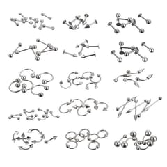 85pcs Body Jewelry Piercing Lot Stainless Steel Nose (Silver)