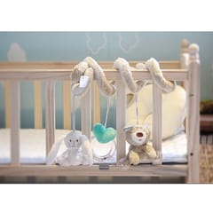 Baby Crib Toys Soft Plush Rabbit Cot Stroller Hanging Rattle Soothe Baby Toy
