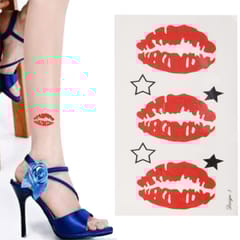 Beautiful Lip & Stars Pattern Temporary Tattoo Stick