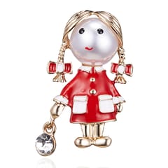 Handbag Girl With Drill And Oil Brooch (Red)