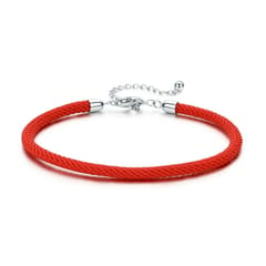 Red Rope Sterling Silver Interface Red Braided Bracelet S925 Silver Bracelet