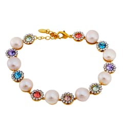 Rhinestone-Studded Crystal with Pearl Bracelet for Female, Chain Length: 20cm