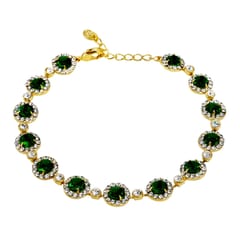 Rhinestone-Studded Green Crystal Inlaid Bracelet for Female, Chain Length: 20.7cm