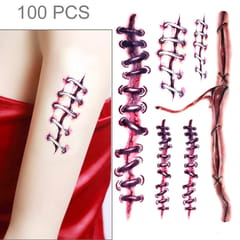 S-169 100 PCS Halloween Terror Realistic Wound Injury Scar Temporary Tattoo Sticker