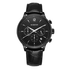 OCHSTIN 322603 3ATM Waterproof Quartz Movement Three Functional Sub Dials Waist Watch with Leather Band & Calendar Display Function for Men