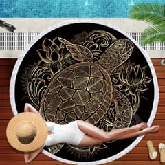 Animal Pattern Round Superfine Fiber Beach Towel with Tassel(150 x 150cm)