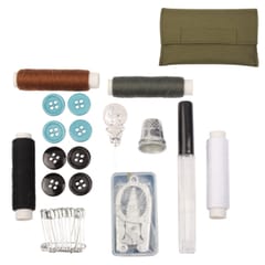 Needle + Thread + Foldable Scissors + Buttons + Pin + Thimble Sewing Kit for Outdoor Use (Army Green)