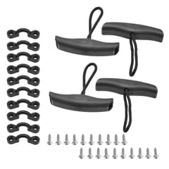 Kayak Carry Pull Handles with Cord Pad Eyes Screws for Canoe (Black)