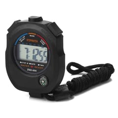 Electronic Digital Sport Stopwatch Timer with Date Time (Black)