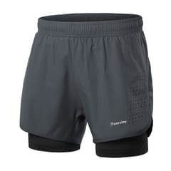 Doorslay Men's 2-in-1 Running Shorts Quick Drying Breathable