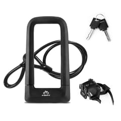 Bike U Lock Anti-theft Lock with Thicken Cylinder and Secure (U lock & black steel cable)