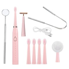 Electric Toothbrush Kit for Adults with 6 Modes 5 Tooth (Pink)