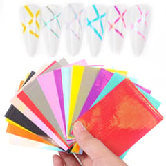 16 Colors Fluorescent Nail Art Stickers Geometric Line