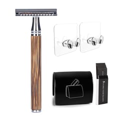 1 Set Double Edge Safety Razor with Bamboo Natural Wooden with blades