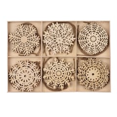 24PCS Wood Cutouts for Snowflake Ornaments Set Wooden (Original Color)