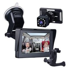 Baby Car Mirror 4.3 Inch Baby Car Camera Night Vision Safety (Black)