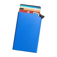 Wallet Card Holder Aluminum Alloy Card Case Protector RFID (Blue)