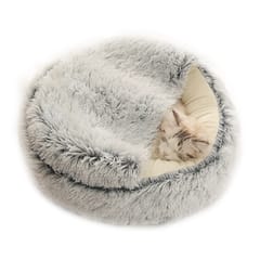 2-in-1 Round Plush Pet Cat Dog Sofa Bed Winter Warm Pet Cat