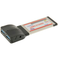 Super Speed 2 Ports USB 3.0 Express PCMCIA Card for Laptop, Built-in DC Jack for Extra Power