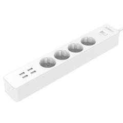 ORICO OSC-4A4U Smart Power Strip Electrical Socket Home Office Surge Protector with 4 USB Ports Charger & 4 AC Plug Multi-Outlet (White)