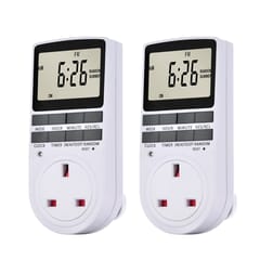 Pack of 2 Digital Plug-in Timer Socket LCD Display 10 Programmable Switching Programs 24 Hours & 7 Days Energy Saving Timer Socket for Electrical Appliances AC230V