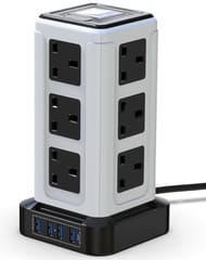 Power Strip Tower, 12 AC Outlets3250W Surge Protector with 4 USB C and 3M Power Cable,13A
