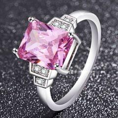 Elegant Temperament Square Gemstone Ladies Engagement Ring, Ring size:6(Pink)