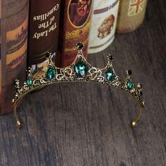 Vintage Small Baroque Green Crystal Tiaras Crowns for Women Girls Bride Wedding Hair Jewelry Accessories as show