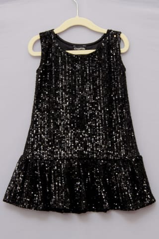 Black Sequin Dropwaist Dress
