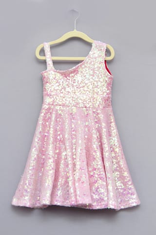 Pink Sequin One Shoulder Dress