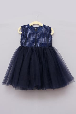Navy Blue Sequin Party Dress