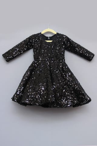 Black Heavy Sequin Party Dress