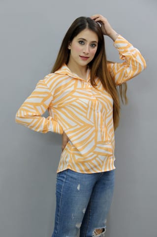 Orange Stripped Printed Casual Shirt