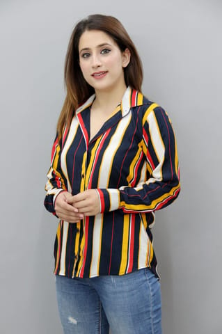 Multi-striped Casual Rayon Shirt