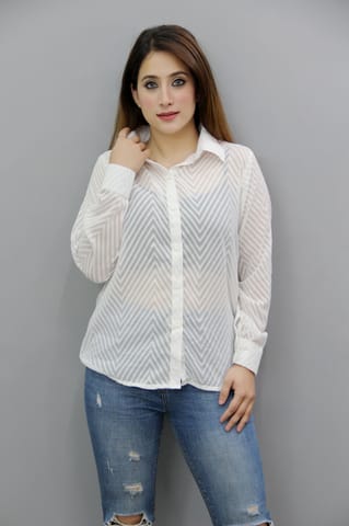 White Sheer Georgette Shirt