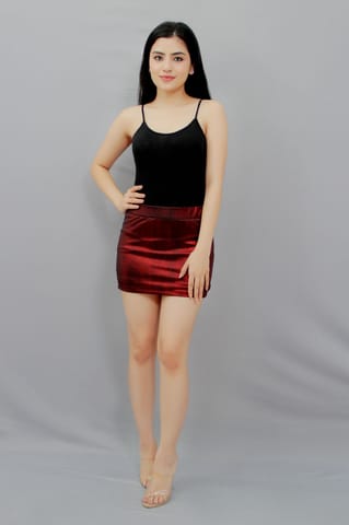 Solid Maroon Mini Skirt
