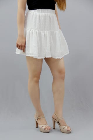 White Flared Mini Skirt