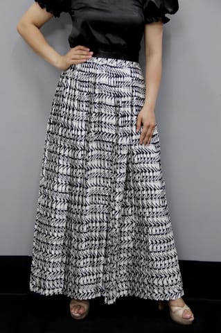 Printed Pleated Maxi Skirt