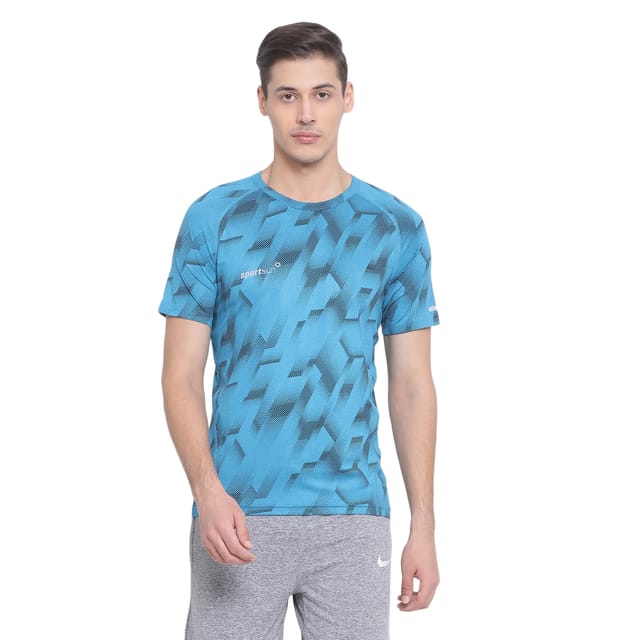 Playcool Turquoise Round Neck Men's T-shirt