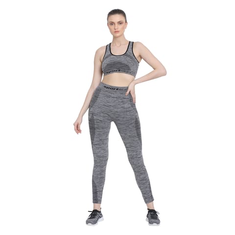 Sport Sun Self Design Yoga & Aerobic Dress Sports Bra & Legging For Women;s Grey WC 01
