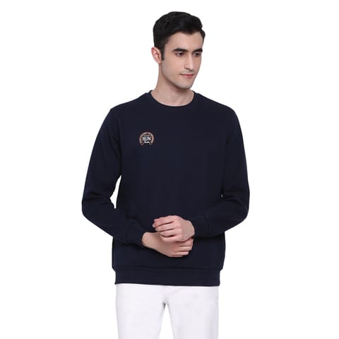Sport Sun Regular Fit Round Neck Navy Sweatshirt For Men's