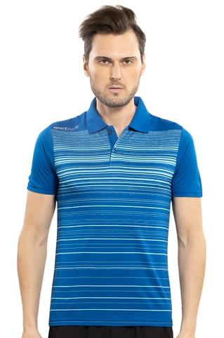 Sport Sun Stripes Polo Neck Royal Blue T-Shirt For Men's SPP 01
