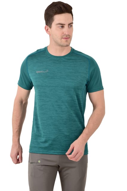 Sport Sun Solid Men Round Neck Green T Shirt CRT 02