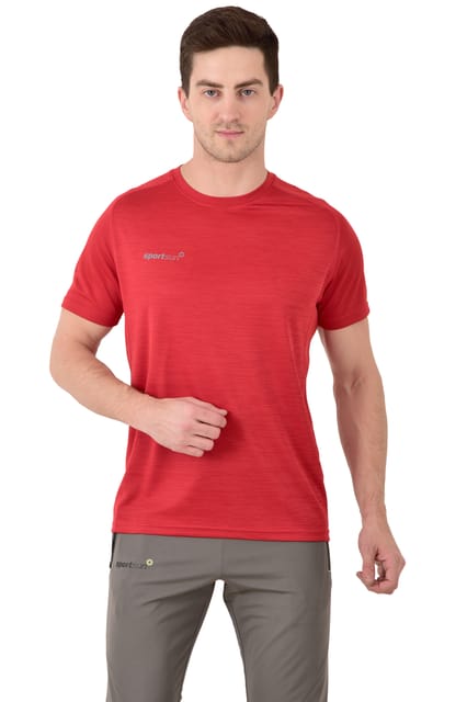 Sport Sun Solid Men Round Neck Red T Shirt CRT 02