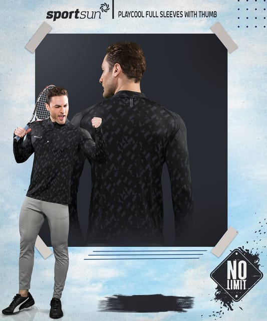 Sport Sun Full Sleeve Black T Shirt For Men's PPT 02