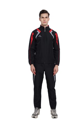 Sport Sun Solid Men Track Suit Black Red 1193