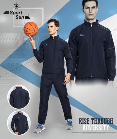 Sport Sun Solid Men Micro Track Suit Navy Blue 1191