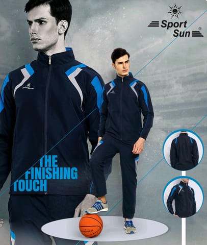 Sport Sun Solid Men Micro Track Suit Navy Blue 1193